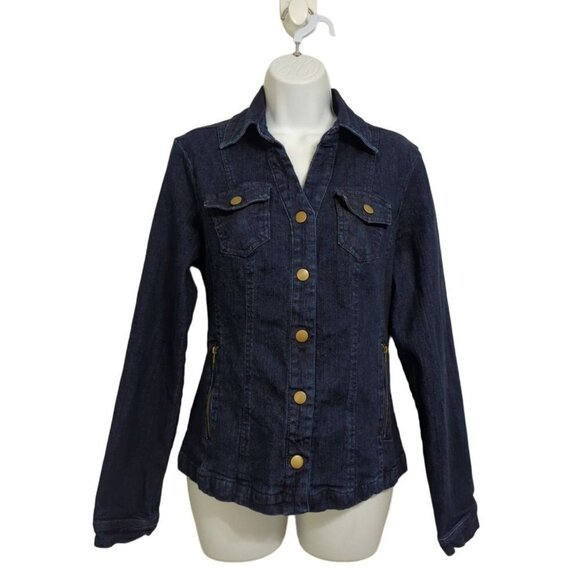 Live a Little Women's Jean Jacket Blue snap up front pockets Size S - Picture 1 of 11